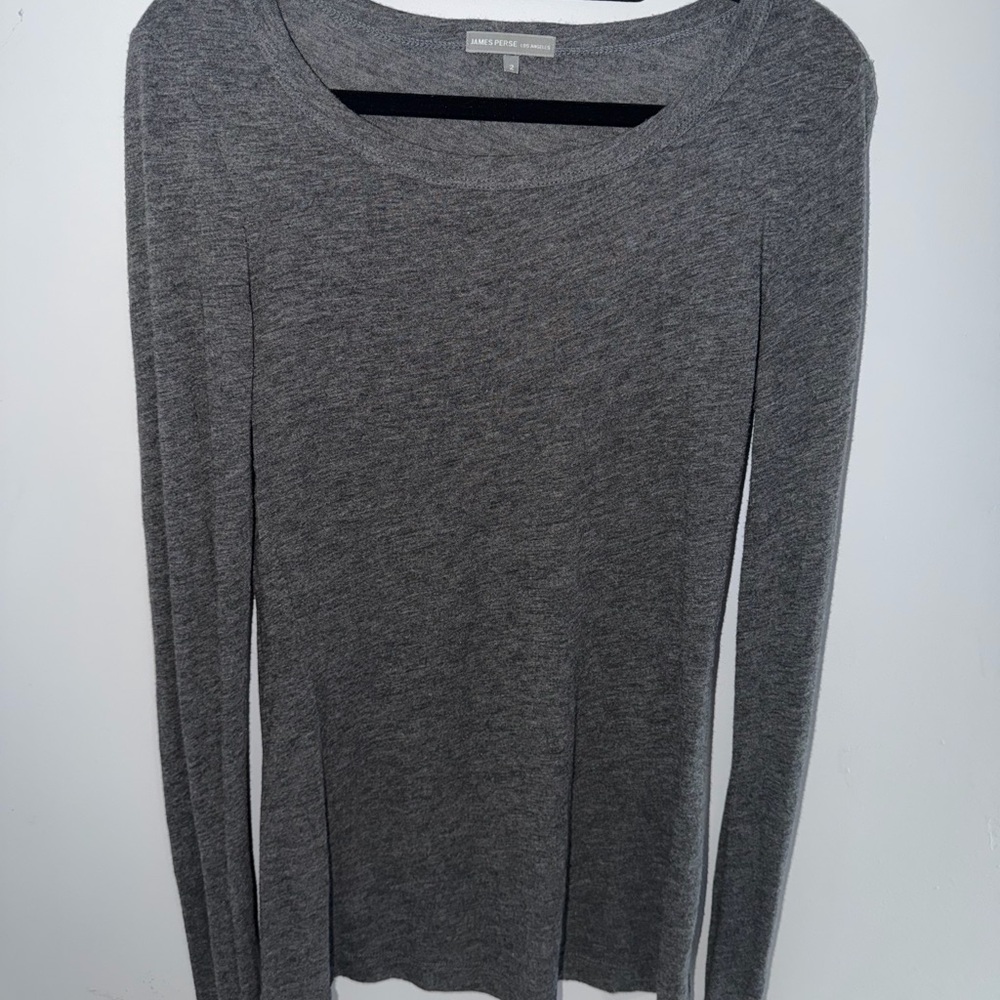 James Perse Women's Long Sleeve Scoop Neck Top - Gray